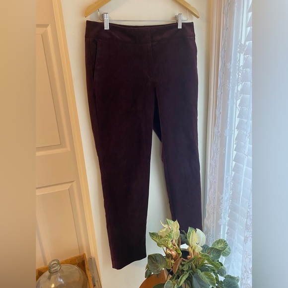 Ann Taylor Velvet Burgundy Modern Fit Cotton Slim Pants Size 8 Women’s Straight - Picture 2 of 7